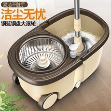萬奔 旋轉拖把桶組 帶輪子 手壓式拖把, 咖啡色,單獨拖把頭8個, 1個
