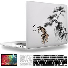 QCzyc 맥북 프로 14인치 케이스 2021-2026 M5 M4 M3 M2 M1 A3427 A3426 A3434 A3185 A3112 A3401 A2992 A2918 A277, 잉크 타이거