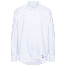 메종키츠네 로고 자수 셔츠