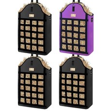 Excoutsty 말용 건초 가방 염소 양 당나귀용 슬로우 피드 건초 봉투 4팩 전면 건초 그물 디자인 600D 강화 옥스포드 건초 사료 가방 큰 입구로 채우고 걸기, 3블랙+1퍼플