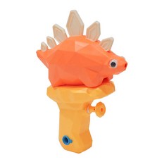 Q萌恐龍小水槍 可拆卸翅膀 密封注水口, 1個, 劍龍-橘色恐龍小水槍