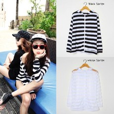 스트라이프 후드 커버업 집업 화이트khe9+2MXA