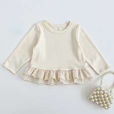 女童2026新款韓版洋氣拼接蕾絲牛仔直筒褲女寶寶時尚花邊圓領上衣