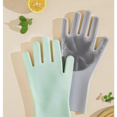 다용도 브러쉬 장갑 실리콘 청소 세척 주방 욕실 청소용, 그레이, 1개