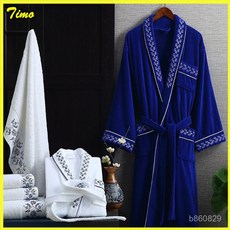 可開發票五星級酒店純棉加厚長款情侶男女成人高檔睡袍國風青花瓷 浴袍 毛巾浴袍 睡袍 浴衣 睡衣 男女浴袍聖誕禮物交換禮物