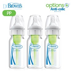 닥터브라운 내로우넥 옵션스 플러스 PP 젖병, 혼합색상, 120ml, 3개