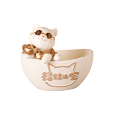 招財貓造型收納擺件, 米色招財貓收納, 1個