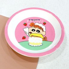 짱구는못말려 원형접시 17cm 핑크 짱아 접시 캐릭터 그릇 멜라민반찬그릇, 1개