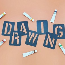 교육용 도안 숫자 세트 스텐실 레터링 그리기 알파벳 공예 42p 템플릿 미술, 1개