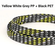 3미터 PP 면 + PET 원사 4mm 12mm 확장형 편조 슬리브 소프트 와이어 랩 절연 보호 케이블 하네스 라인 쉐, 01 Yellow White Grey, 01 3meters, 03 12mm