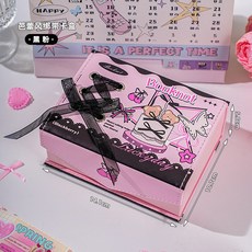 唯美英文綁帶款一宮格卡冊明星小卡收納冊, 1個, 卡盒-黑粉