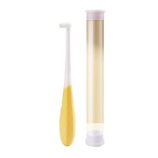 福媽寵物 寵物牙刷 柔軟刷頭 萬毛軟毛牙刷 貓狗口腔清潔護齦, 平頭牙刷 奶油黃, 1個