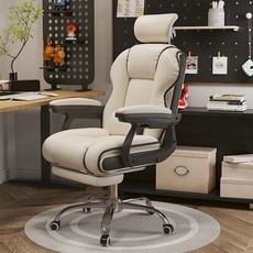 게이밍 의자 의자 각도 조절 목베게 허리 베개 페달 사무용 의자, 베이지