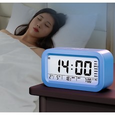 智能電子鬧鐘，日期，溫度，鬧鈴，夜燈，充電款，RYXWGGT01Q, 1個, 櫻花粉-充電款【準時】,起床沒脾氣