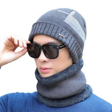 겨울 USB 가열 비니 모자와 스카프 얇은 니트 모자 해골 비니 유니섹스, 회색, 쥐색