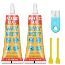 패브릭 접착제 영구용 40ml 액체 스티치 의류용 영구 세탁 가능 수선용 패치 데님 가죽 폴리에스터 플란넬 면 방수 2개입 1.36온스, 2
