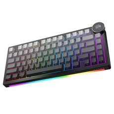 에이재즈 AK820 V2 커스텀 RGB 디스플레이 3모드 유무선 키보드, 그라데이션 측각 블랙 + 그레이, 화이트 피치축, 제조사축 그라데이션 측각 블랙 + 그레이, 화이트 피치축, 제조사축