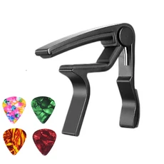 6현 스틸 어쿠스틱 및 일렉트릭 기타용 Miwayer 카포(무료 4개 포함), 02 Black