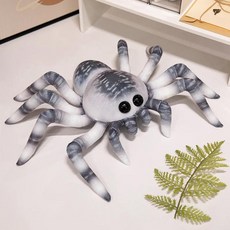 대형 거미 플러시 베개 할로윈 선물 장난 곤충 인형 연령 동물 쿠션, 약 20cm, 회색, 1개