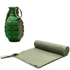 휴대용포 츠 타월 습식 건식 극세사 여행용 수건 다용도 타월 50 x 100 cm + 실리콘 케이스, 1개, 군그린