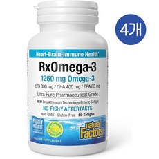 내추럴팩터스 알엑스 오메가3 DHA EPA 소프트젤 Natural Factors RxOmega-3 Factors, 4개, 60정