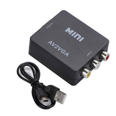 VGA→RCA 변환기 USB급전 음성 AV컨버터 3색 케이블, 02 RCA-VGA-black