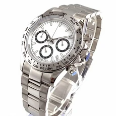 탄도리오 럭셔리 비즈니스 39mm 다기능 크로노그래프 타키미터 VK63 시계 화이트 베젤 주빌리/오이스터 슬