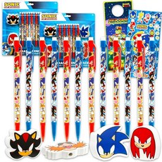 Sonic 샤프 및 지우개 파티 선물 벌크 연필 20개 8개 가방 전리품 가방 등 | 소닉 용품 어린이 남아 여아용 130408, Sonic 샤프 및 지우개 파티 선물 벌크, 연필 20