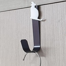 생활의 미쁨 위트있는 고양이 디자인 도어행거 1P 벽부착옷걸이행거 벽고정걸이 부착식행주거치대, 화이트