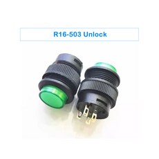 R16-503 4P LED 푸쉬 버튼 스위치 LOCK UNLOCK RED GREEN, 4.GREEN_UNLOCK