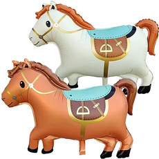 파파 파티 2026 말띠 풍선, 1세트, 하얀말 + 갈색말