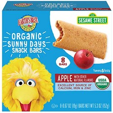 지구 최고의 유기농 스낵 Sesame Street 스낵 Earth's Best Organic s Snacks Sesame Street Toddler Snacks Organ, 사과, 5.3온스(6개들이 팩), 1개, 19g