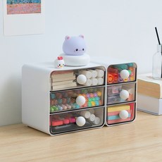 YOUNG 공간 활용 끝판왕! 3단 슬라이딩 데스크 수납함 미니 책상 정리함 소품 정리 박스, 1개, 화이트 대형+소형