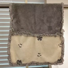 櫻花刺繡珊瑚絨浴巾+乾髮帽套組 柔軟親膚吸水速乾 附蕾絲花邊設計, 1個, 櫻花蕾絲花邊毛巾-灰色