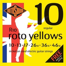 RotoSound 鎳鋼電吉他弦 10-46 英國製 電吉他弦, 詳見包裝, 黃色, 1套