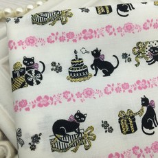 KOKKA 貓咪燙金花牆 日本手工棉布 幅寬110cm, 1個, 幅寬110*1碼, N/A