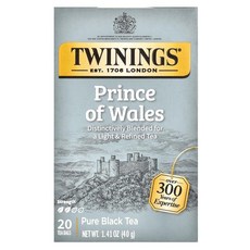 Twinings Prince of Wales Tea - 클래식 부드러운 카페인 홍차 티백 개별 포장 20개, 40g, 20개입, 1개