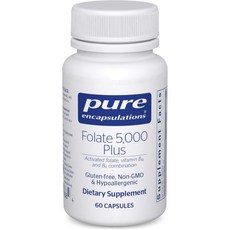 Pure Encapsulations - Folate 5 000 Plus - Activated Folate Vitamin B12 and B6 Combination - 60 Ca, 60정, 1개, 60정
