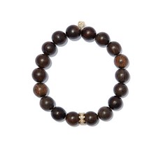 시드니에반 이블 아이 14K 옐로 골드 우드 다이아몬드 비즈 브레이슬릿