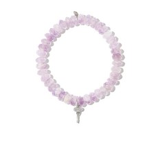 시드니에반 미니 키 14K 화이트 골드 자수정 다이아몬드 브레이슬릿