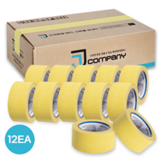 제이제이컴퍼니 마스킹테이프 노란색 48mm x 40m, 12개