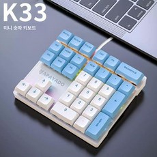 33키 기계식 숫자키보드 청축 홍축 왼손 한손 재무회계 외장키보드, 청백-청축, 4. 파란/흰색 빨간색 축, 일반형