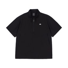 험머 남성 와펜 로고 쿨링 우븐 하프집업 반팔 아노락 자켓 블랙