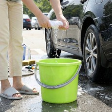 손잡이 뚜껑 16.5L 세차물통 청소통 캠핑물통 플라스틱 버킷, 그린