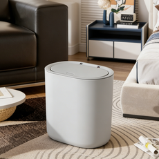 슬림한 방수 원터치 바퀴 달린 휴지통 8L, 회색