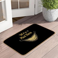 귀여운 강아지 도어매트 야외 입구 재미있는 만화 동물 현관 매트 장식 실내 실외 미끄럼 방지 입구 러그 집 입구 외부 입구 바닥 파티오 43.2 x 73.7cm(17 x 29, We're All Mad Here
