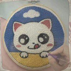 라온샵 펀치 니들 만들기 diy 세트, 흰고양이, 1개