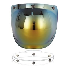 헬로엑스 오토바이헬멧용 버블쉴드 투명 스윙어댑터포함 배달, 골드오로라미러