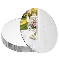 SUREAM 테이블용 거울 센터피스 12팩 20.3cm(8인치) 원형 거울 웨딩 테이블 벽 파티 장식용 센터피스 베이스 두께 2mm, SUREAM 테이블용 거울 센터피스, 12팩 20.3c