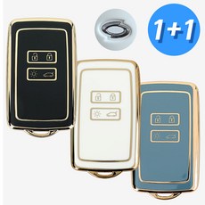 (1+1) 르노삼성 키케이스 TPU 호환 르노A타입, 블랙+그레이블루